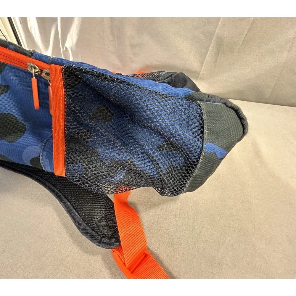 PB Teen Pottery Barn Blue Camo Backpack Vibrant Orange Trim